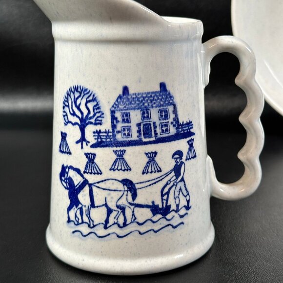 Metlox Pitcher Provincial Blue Homestead Poppytrail Vernon 24 Ounce VTG - Picture 2 of 4